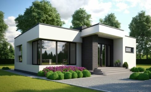 Photo d'une maison moderne avec un toit-terrasse